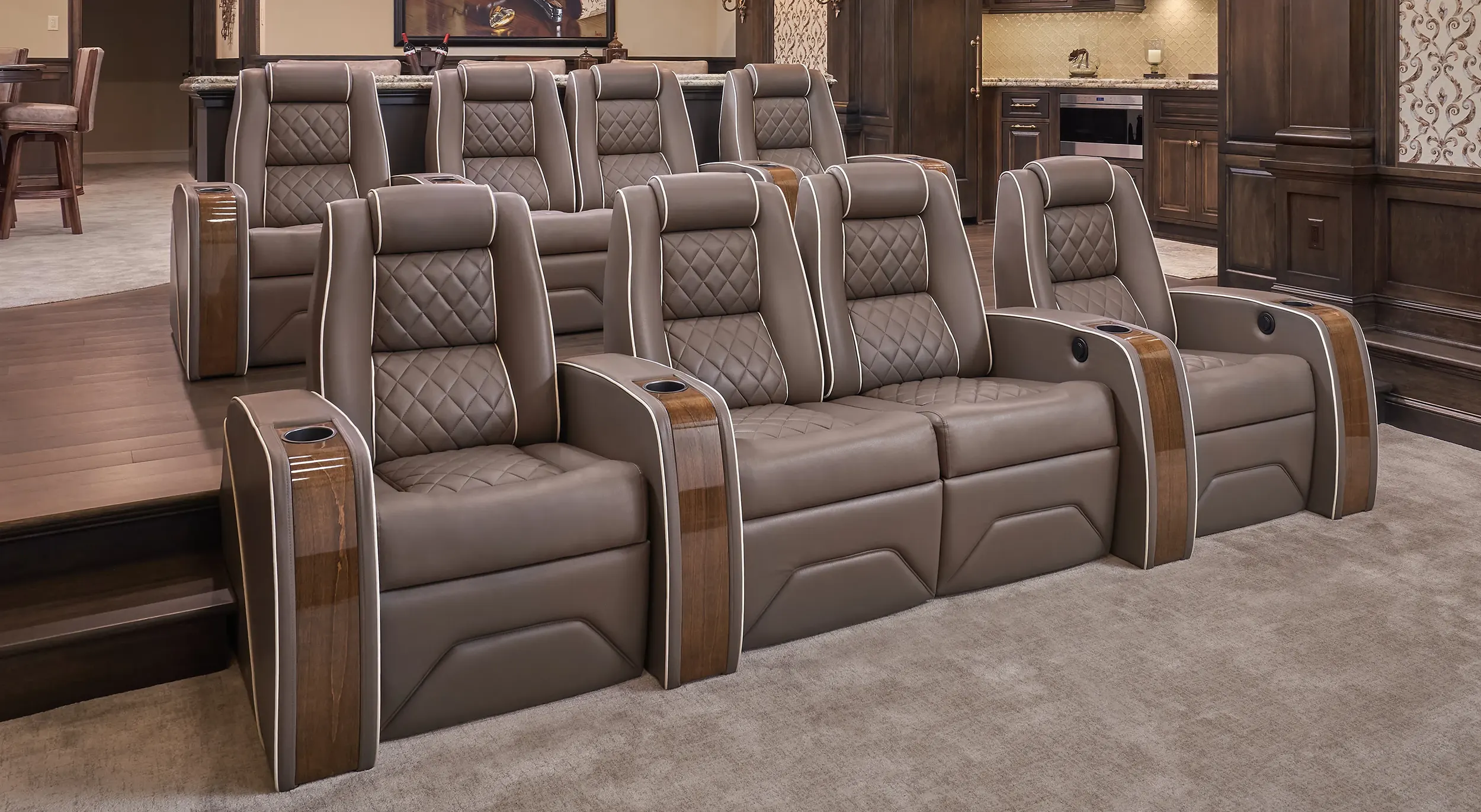 Elite HTS Model B1 theater chair side profile showing recline mechanism