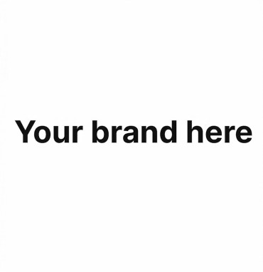 Black text on white background reading 'Your brand here'.
