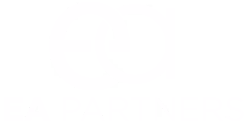 White intertwined lowercase 'e' and 'a' above the text 'EA PARTNERS'.