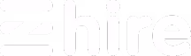Logo with stylized white letter Z and the word hire on a black background.
