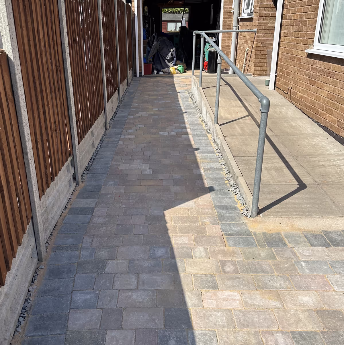 Wheelchair access ramp beside a house