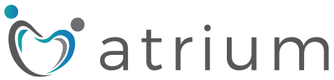 Atrium logo with a stylized heart and abstract person icon next to the word 'atrium'.