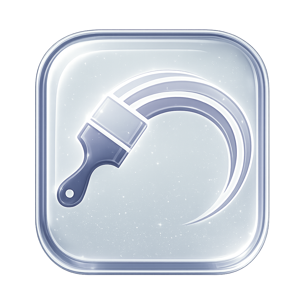 Icône d’un pinceau à peinture avec des traits courbés indiquant un mouvement de peinture.