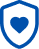 Blue shield outline with a heart shape inside, symbolizing protection or security.