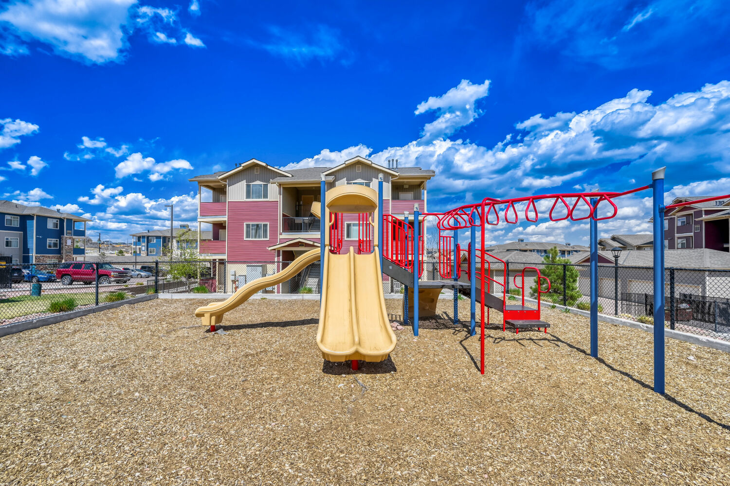 playground with yellow slide