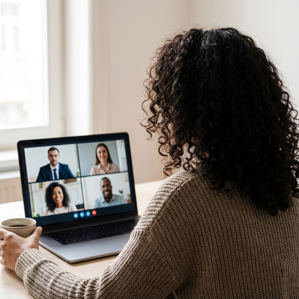 Account manager on zoom call with clients