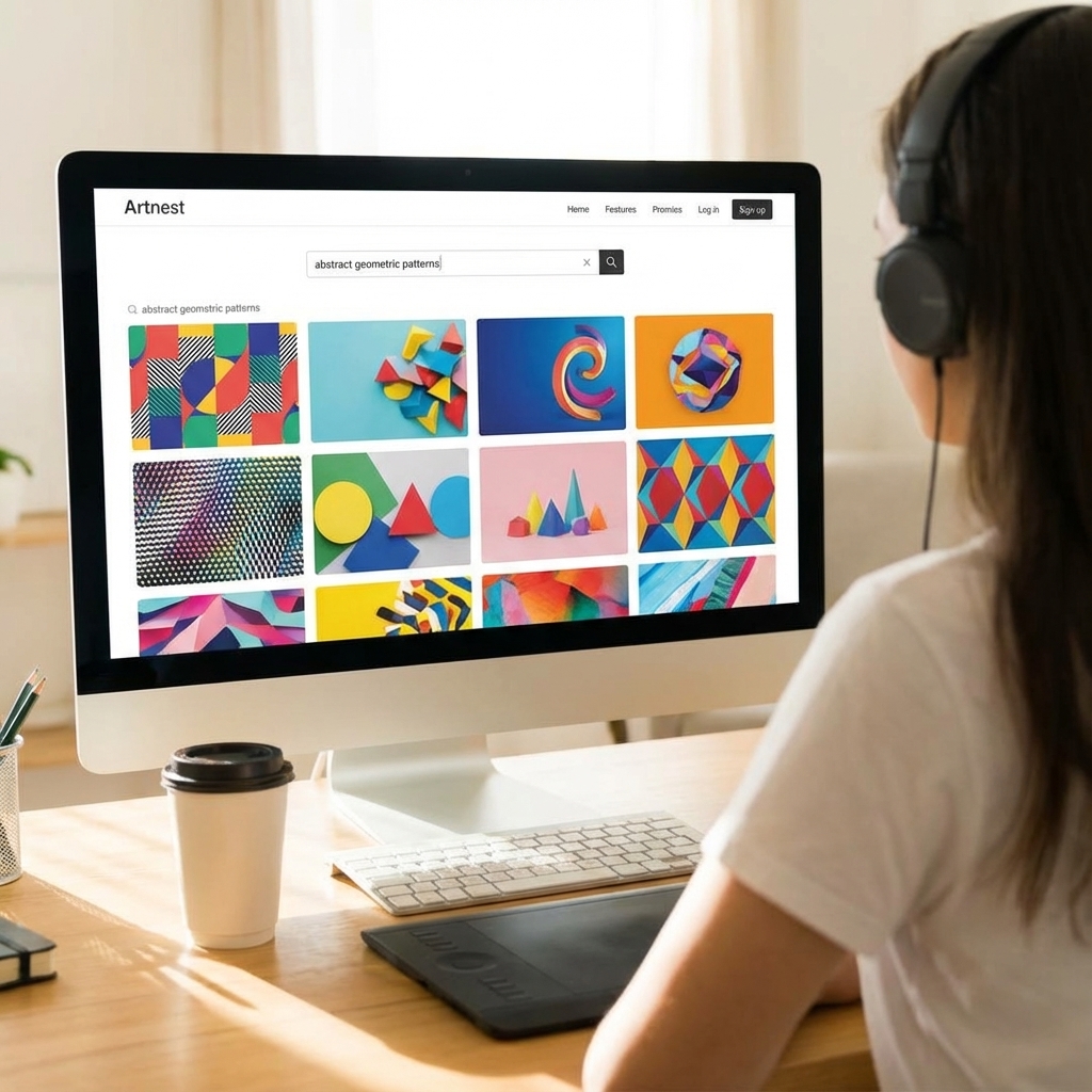 Creative looking at stock image assets