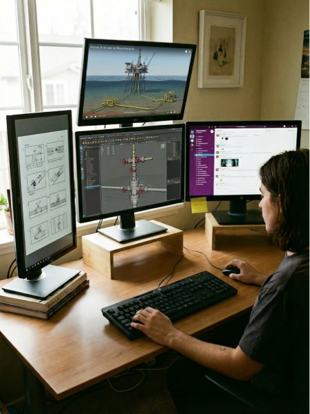 Employee using traditional animation tools and AI to improve workflow
