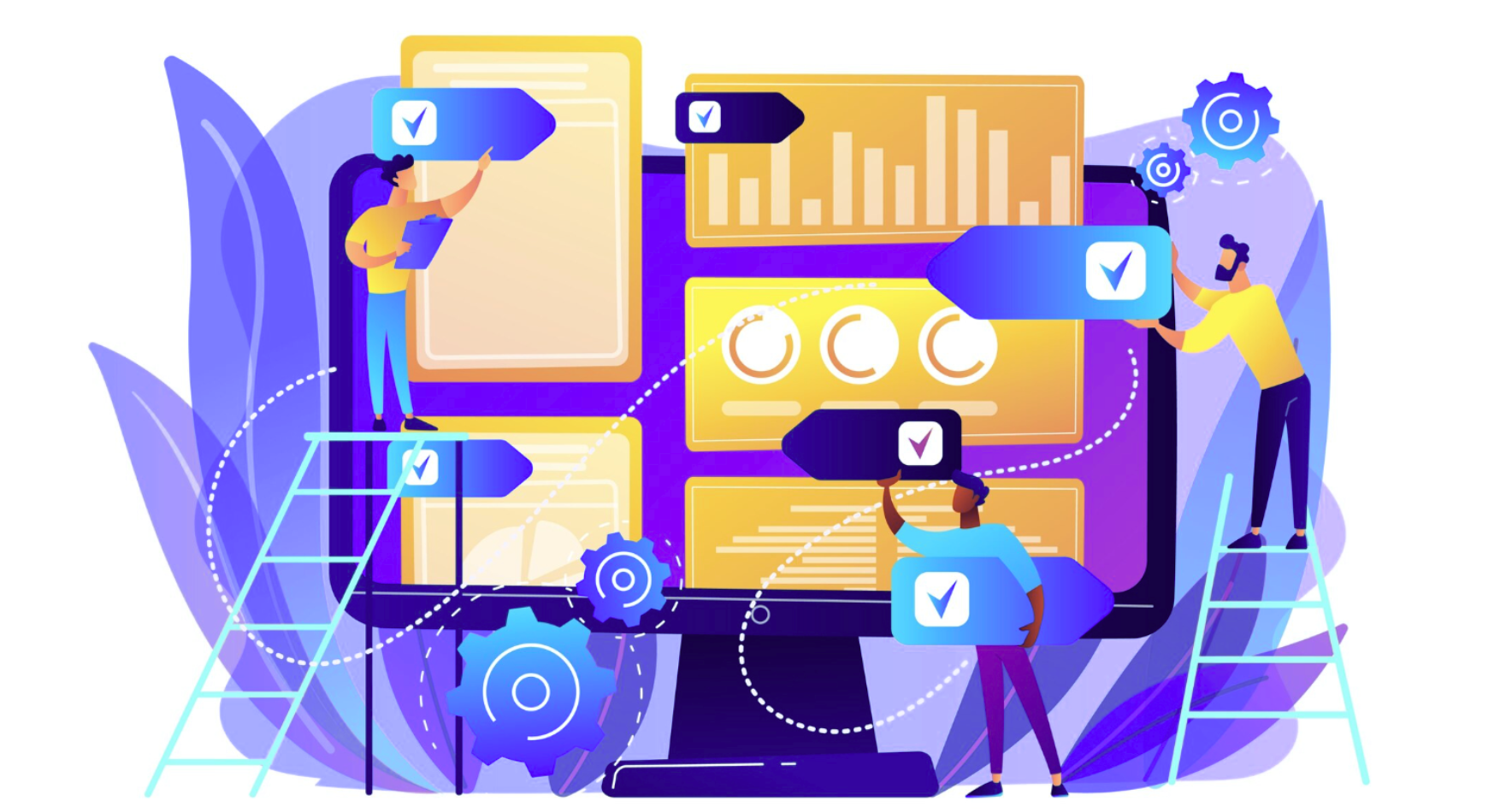 Illustration of structured workflows, checklists, and connected systems for regulatory and operational tasks
