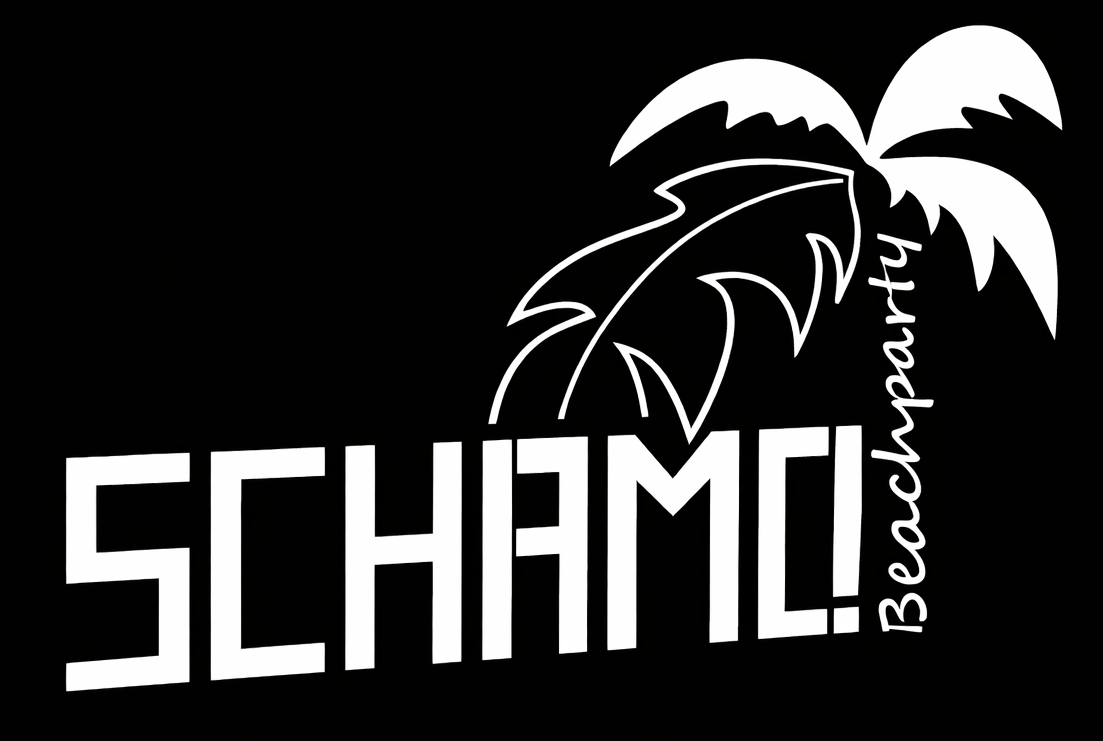 Das Schamo-Party Logo in schwarz-weiß