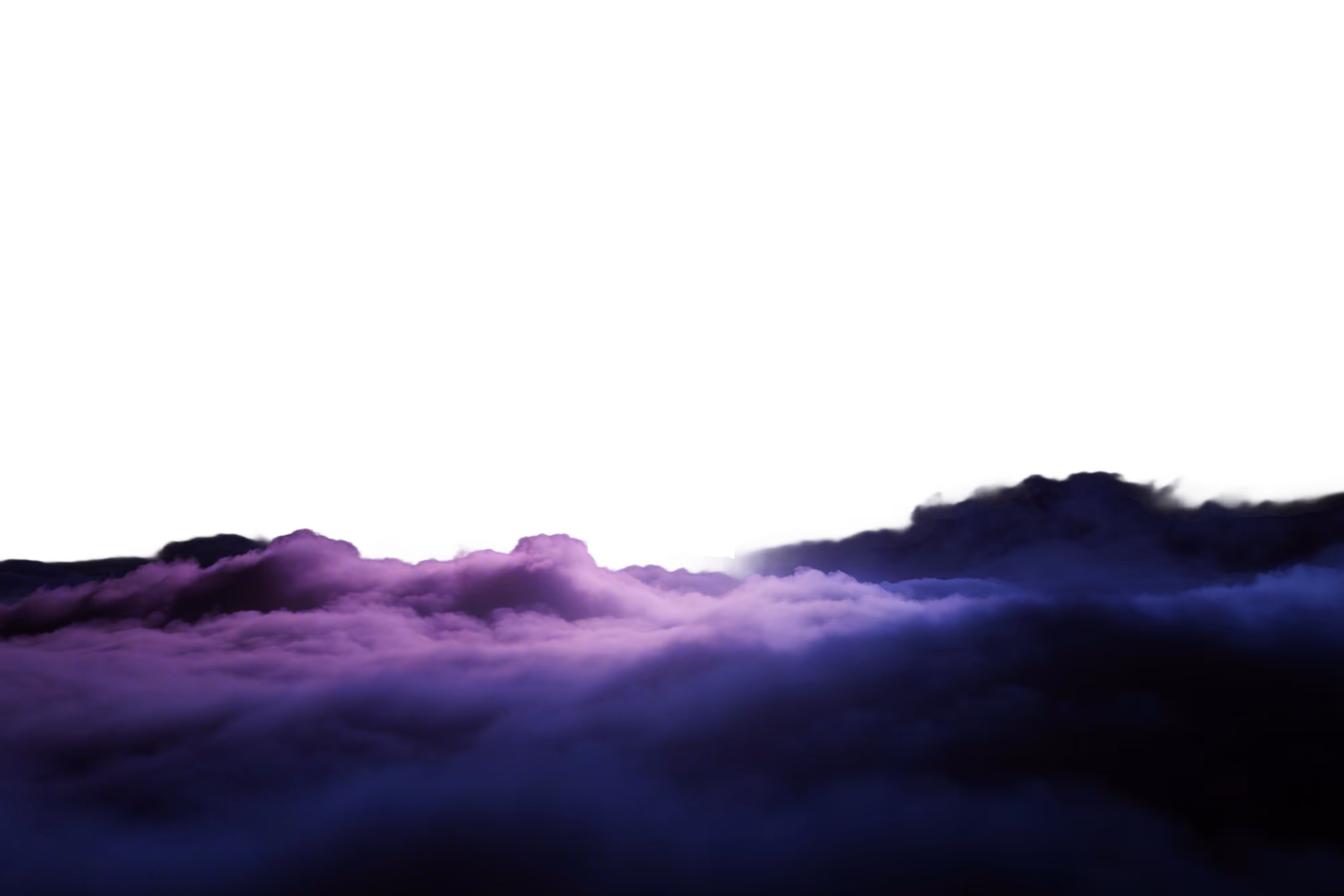 Purple and blue clouds at twilight with a dark sky background.