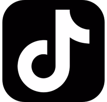 White TikTok music note logo on a black background.