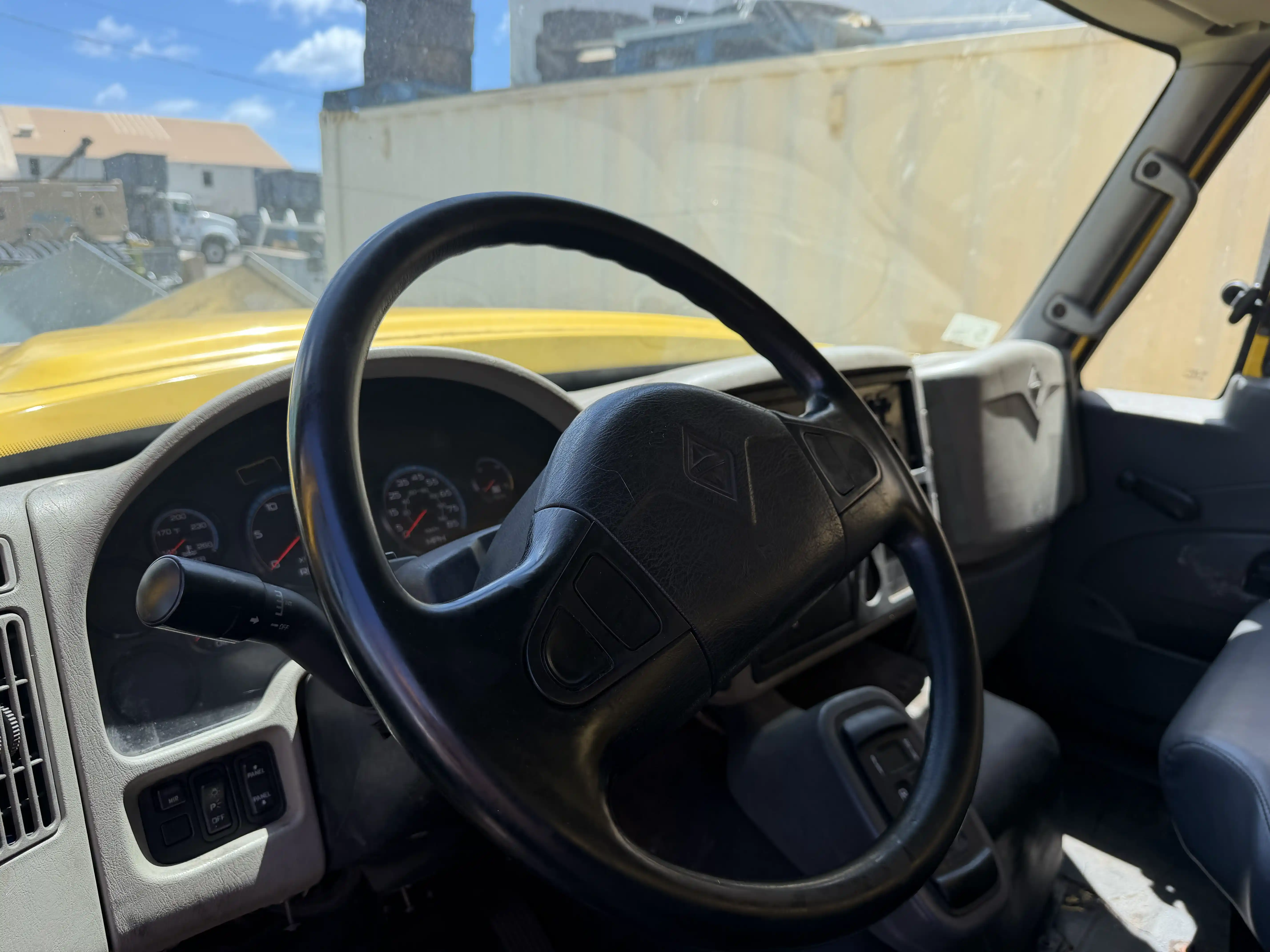 Steering wheel and dash of the 2011 International rear loader