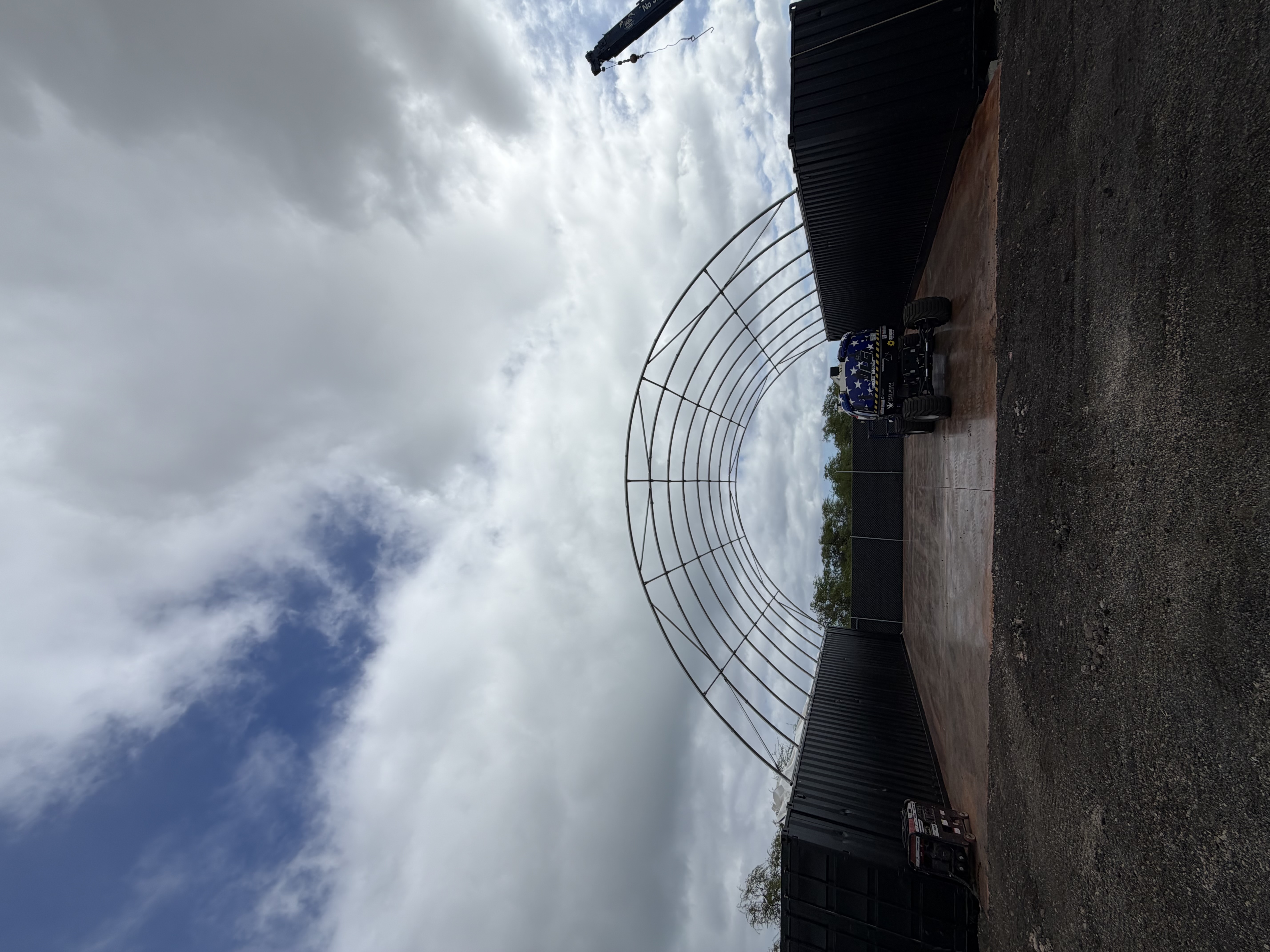 Full 40x40x13 single truss container tent frame standing