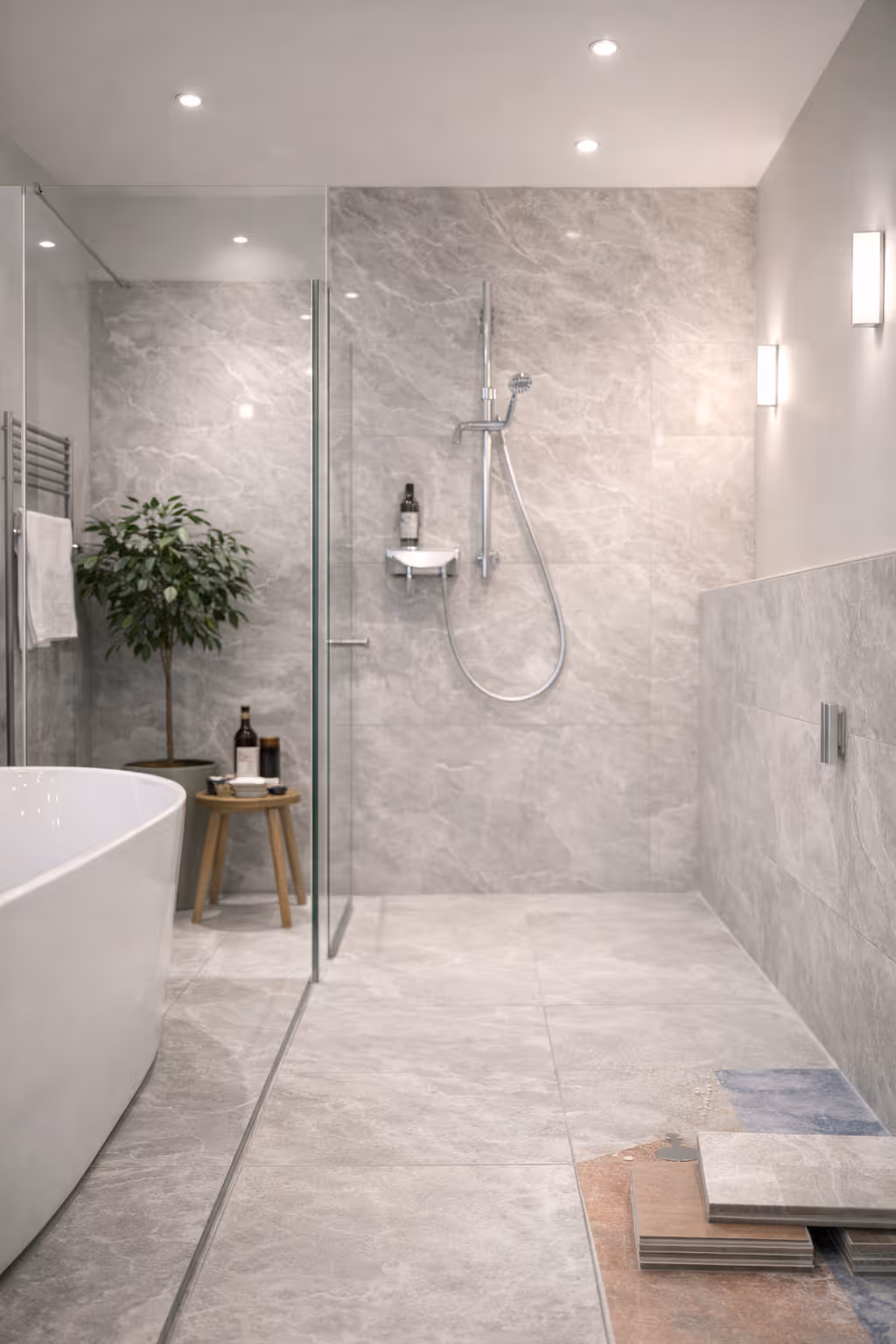 Bad Dusche  Wände Boden