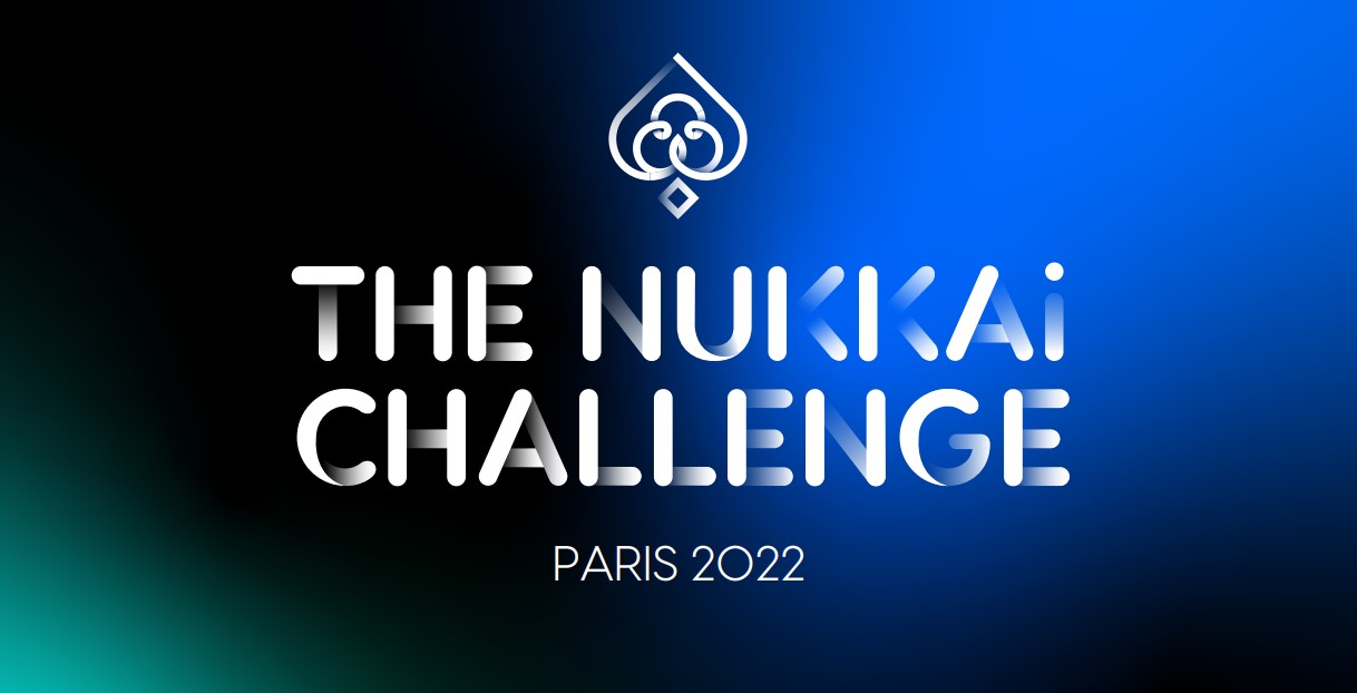 Logo and text reading 'The Nukkai Challenge Paris 2022' on a blue and black gradient background.