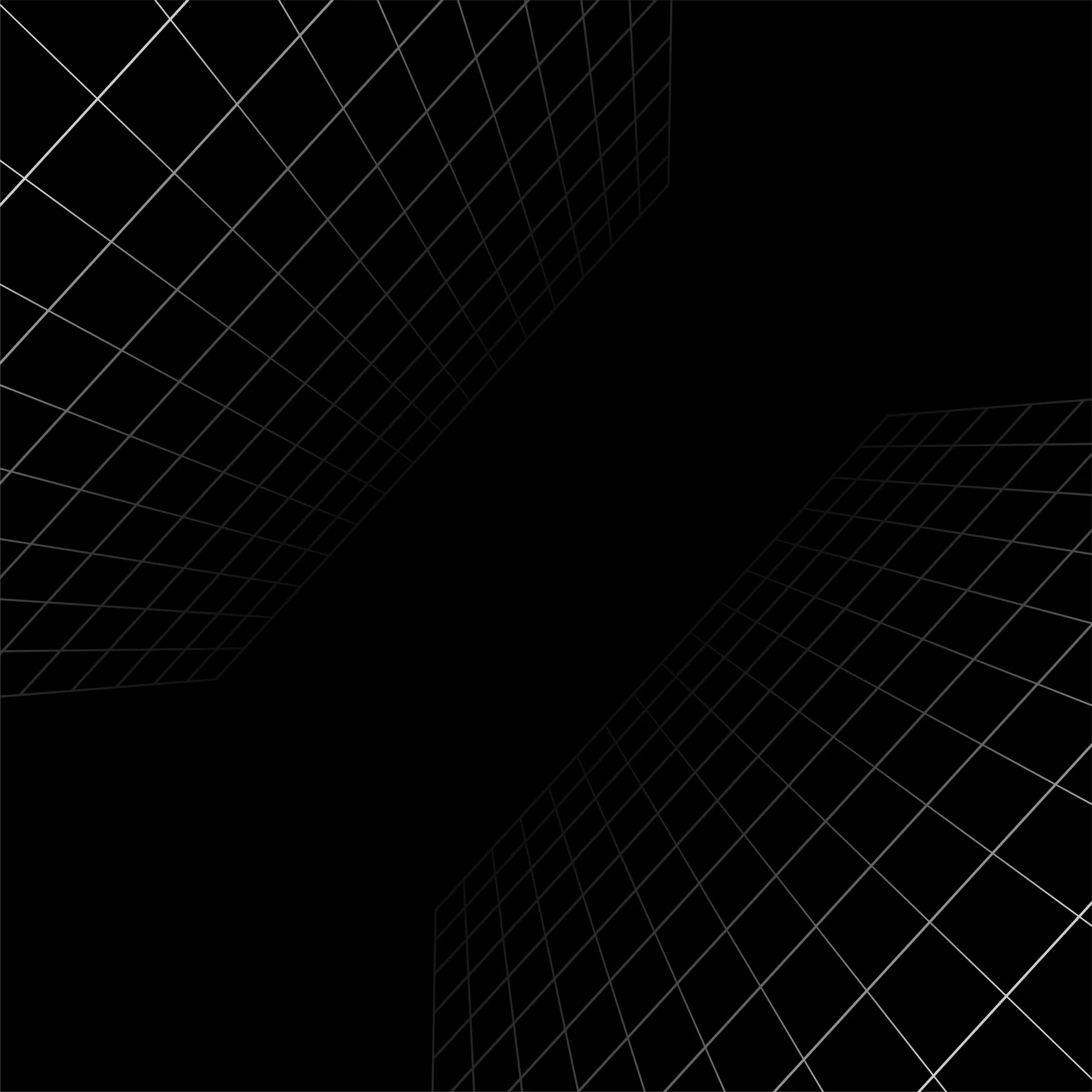 Black geometric grid pattern with subtle gray gradients.
