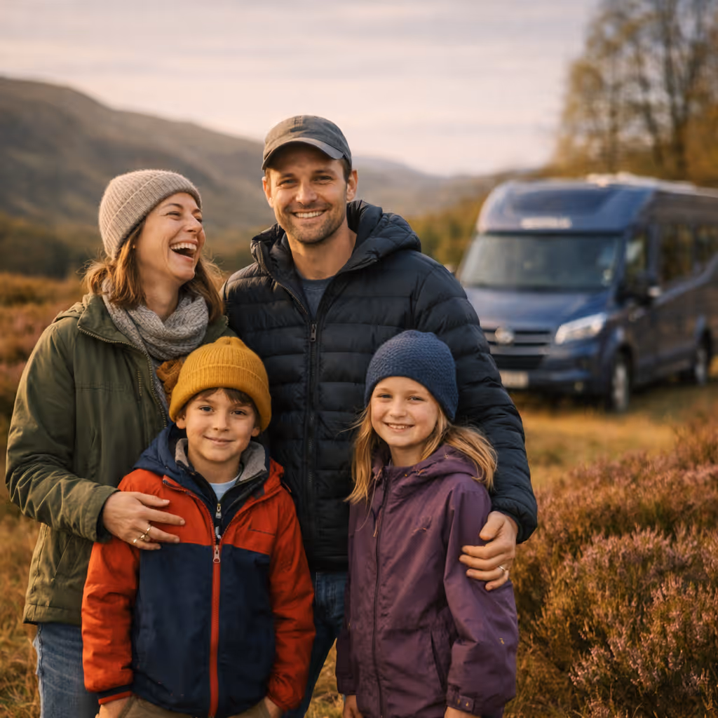 Sarah and Mark collecting their Westfalia Sven Hedin campervan