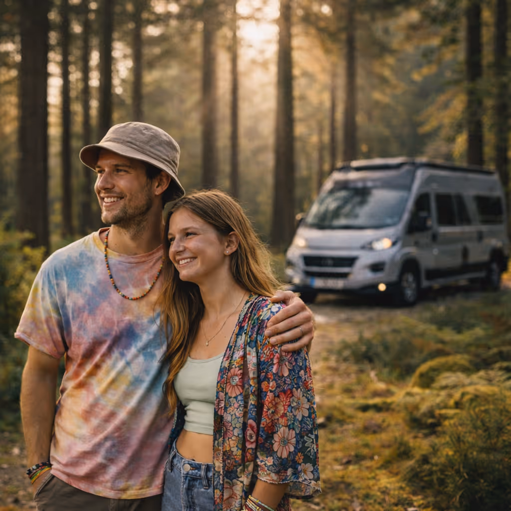 Robert and Linda enjoying their first campervan road trip through the Lake District