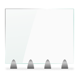 Four small metal computer keys labeled Tab, 1, 2, and 3 arranged in front of a blank translucent screen.