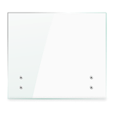 Square glass panel with four small mounting brackets, two on the left and two on the right side.
