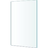Three-dimensional translucent rectangular glass panel slightly tilted.