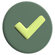 Green circular button with a yellow check mark in the center.