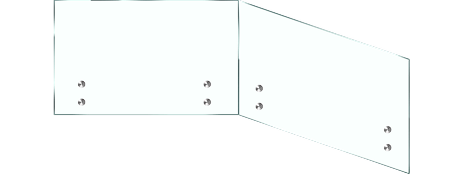 Light blue folded metal sheet with visible screws on the sides.
