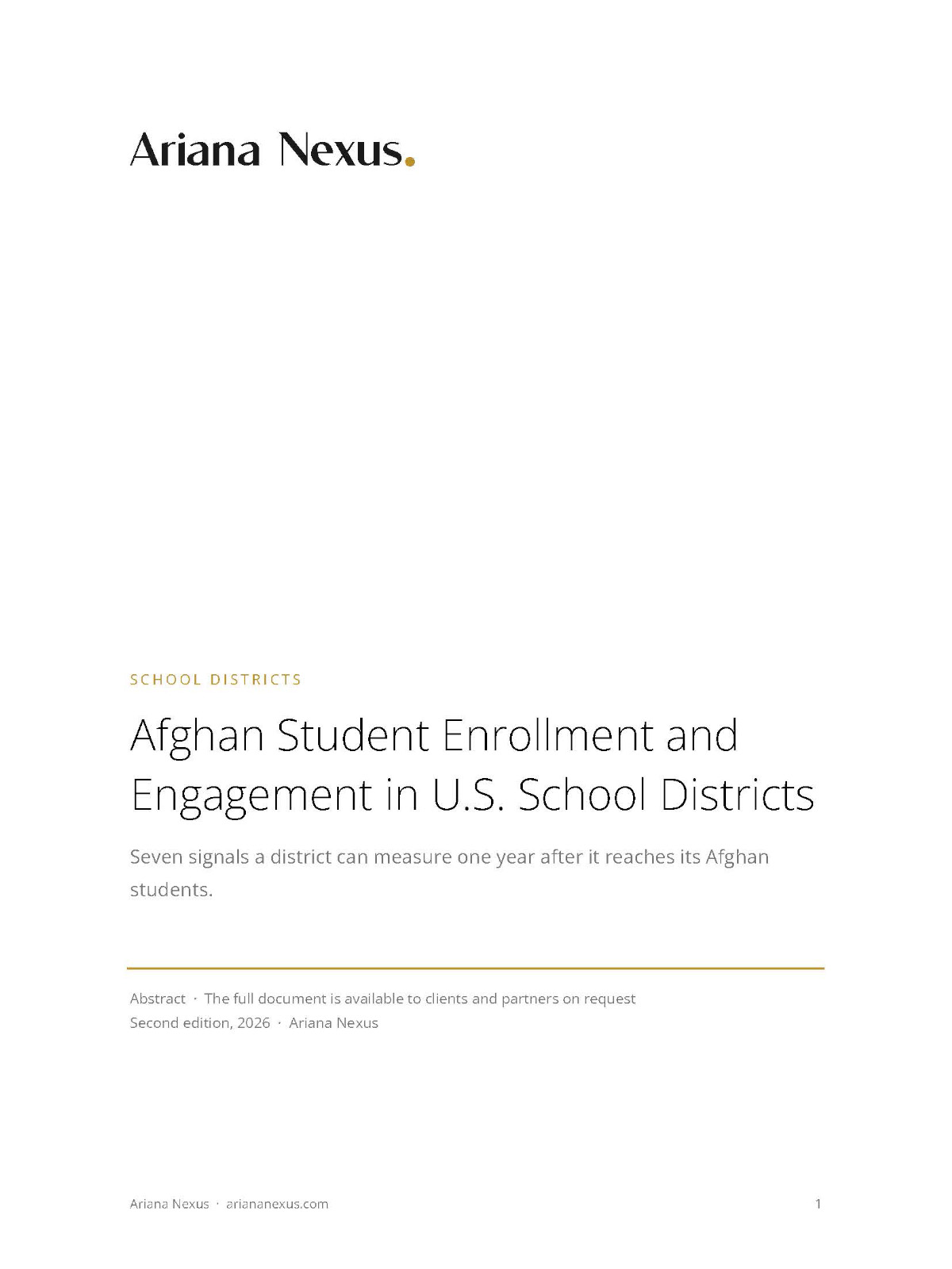 Afghan Student Enrollment and Engagement in U.S. School Districts
