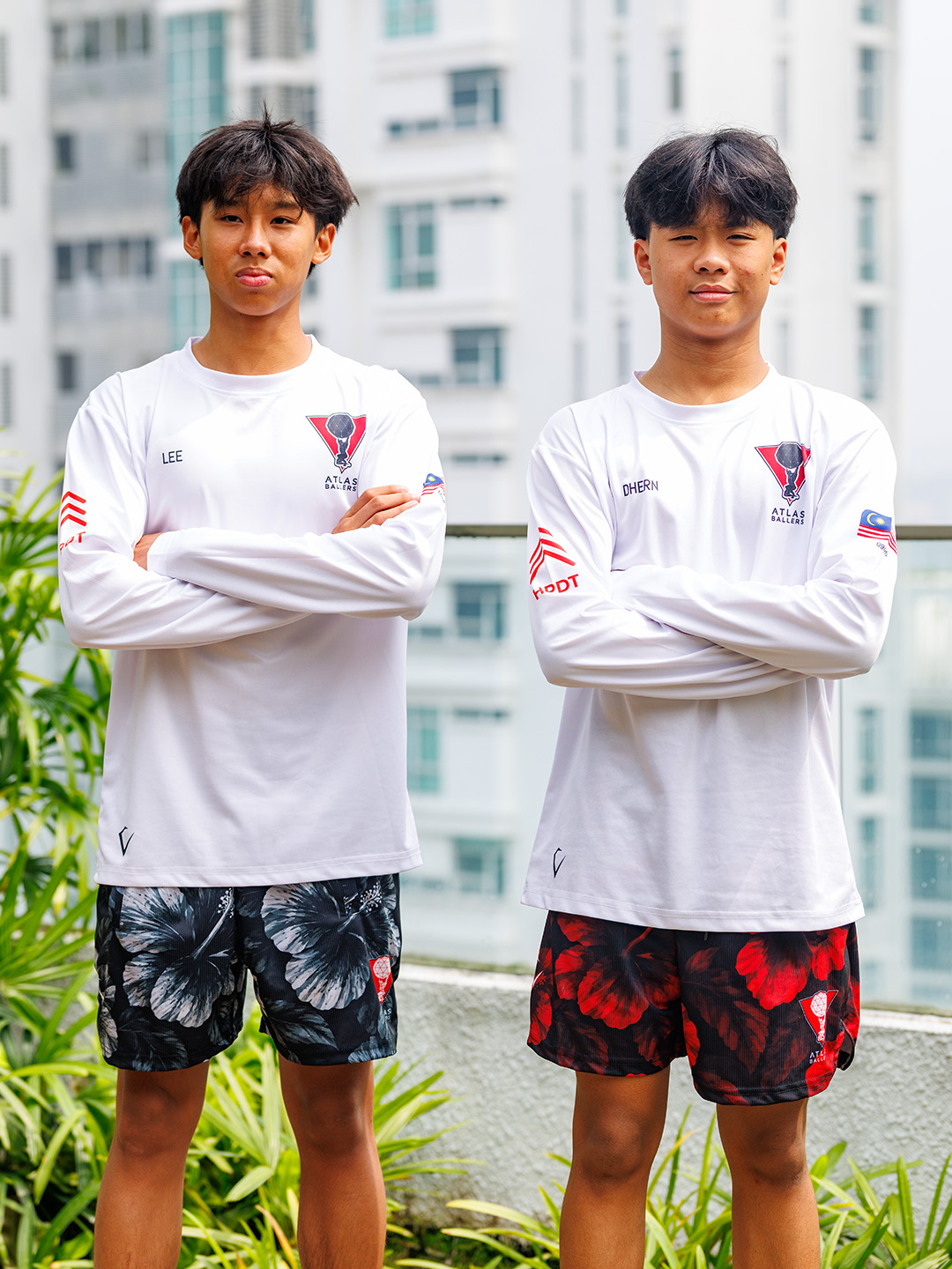 Atlas Ballers players wearing the Hibiscus Series aquashorts