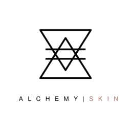 Alchemy Skin brand logo featuring stylized overlapping triangles above the text 'ALCHEMY SKIN'.