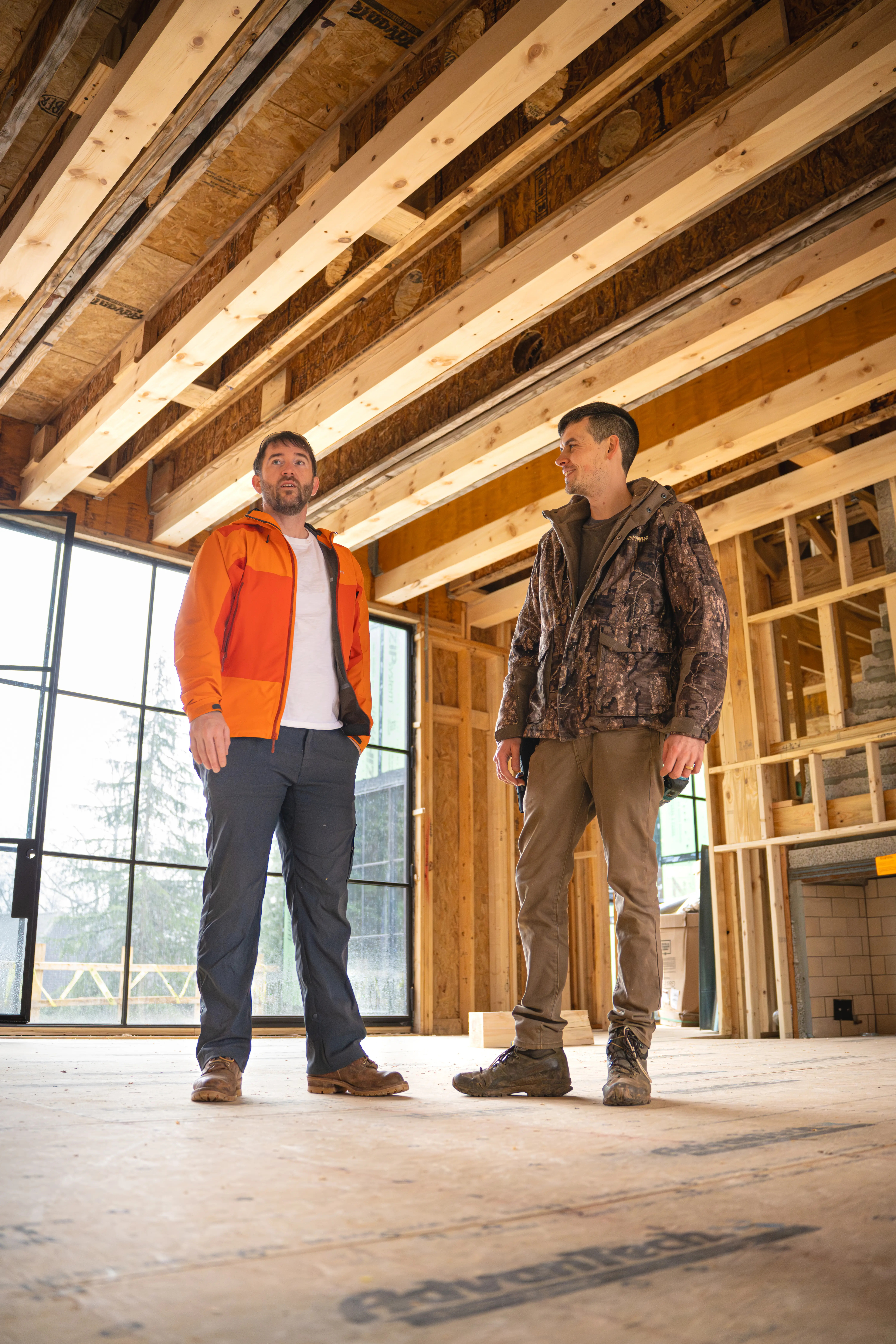 Black Feather Beams Staff on a Jobsite for a modern new home build in Buckhead. 
