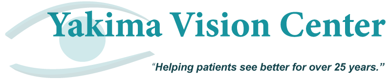Yakima Vision Center logo featuring a stylized eye and the tagline 'Helping patients see better for over 25 years.'