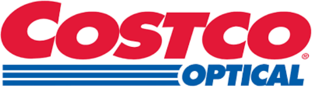 Costco Optical logo with red 'COSTCO' text above three blue horizontal lines and blue 'OPTICAL' text.