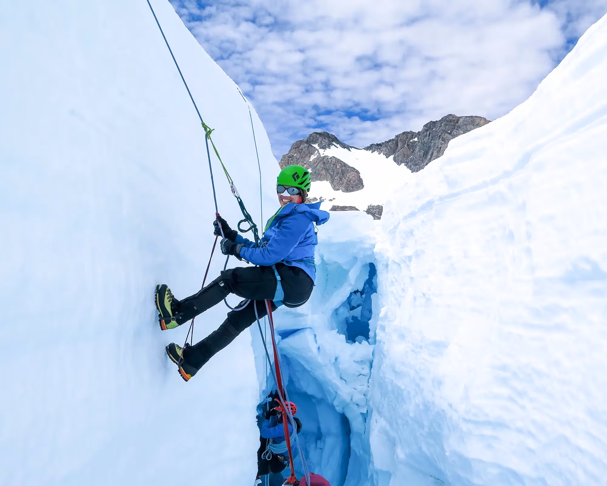 Participant practising crevasse rescue