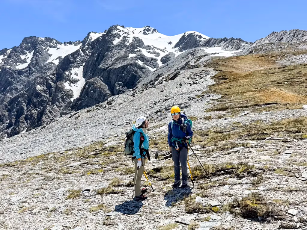 Climbers resting before climbing up to the summit