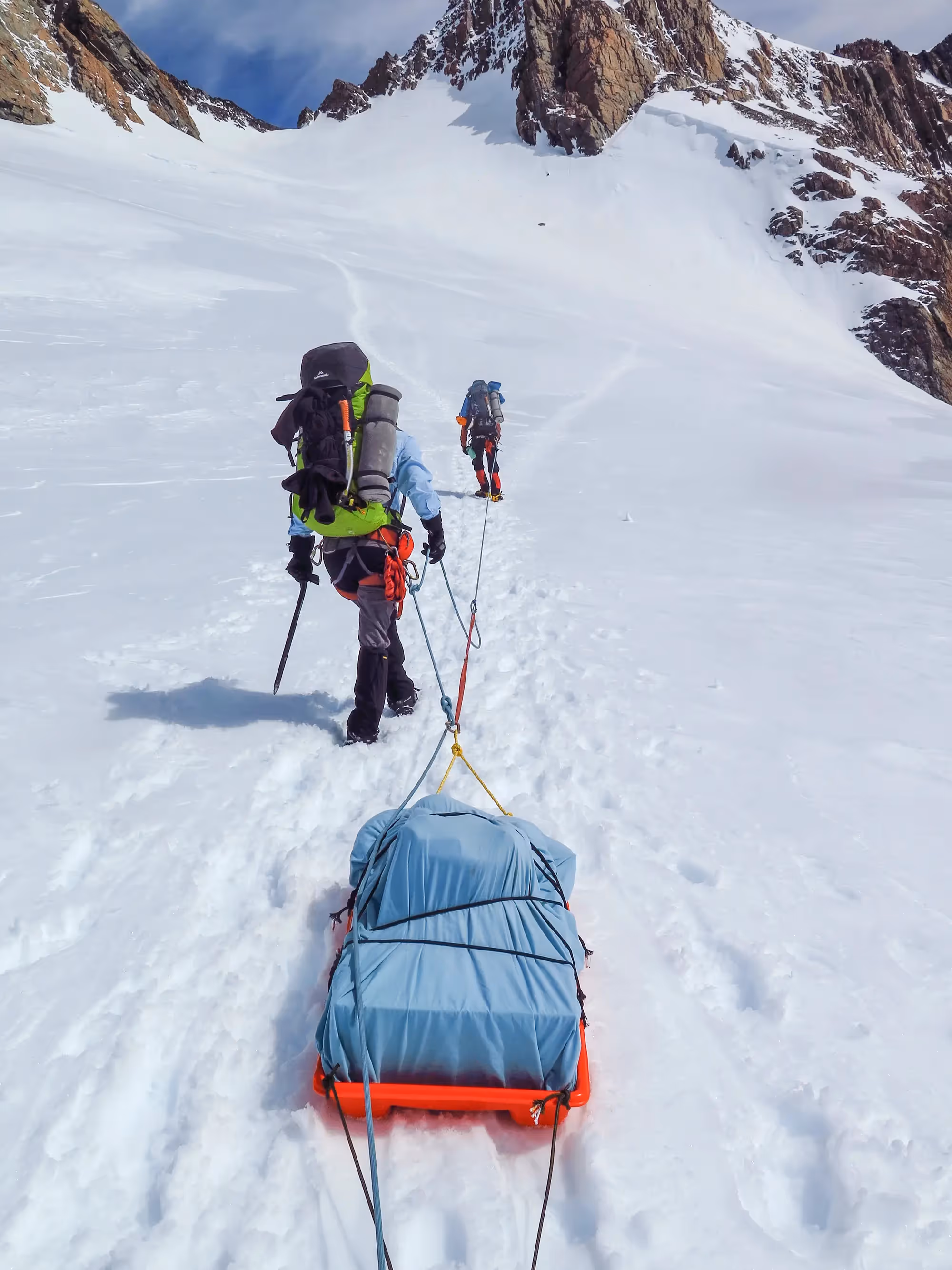 Expedition Training Course participants moving camp across glaciated terrain
