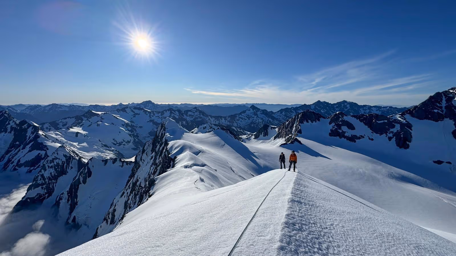 Hochstetter Dome climber on ridge en route to summit