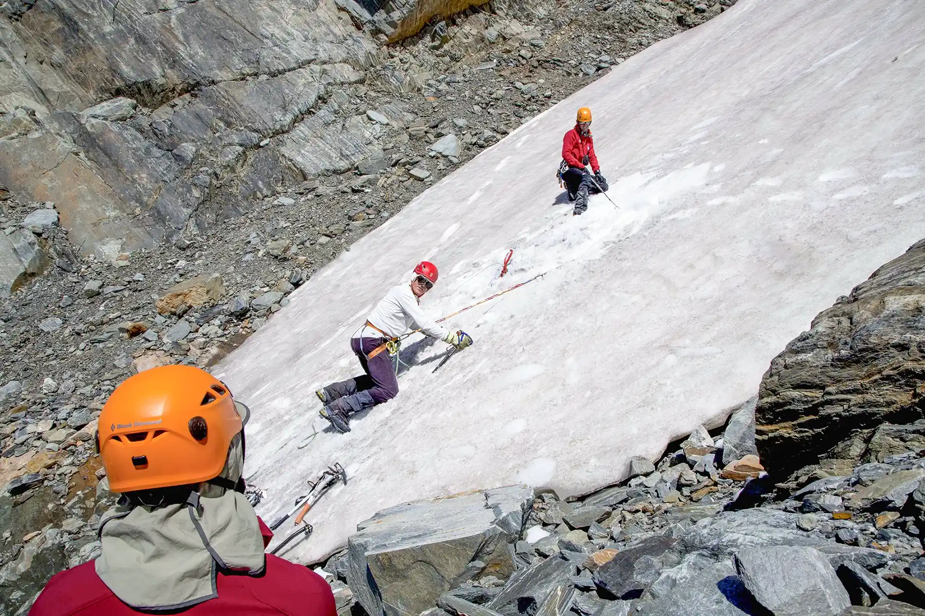 Mountain Experience Course participants learning fixed rope techniques