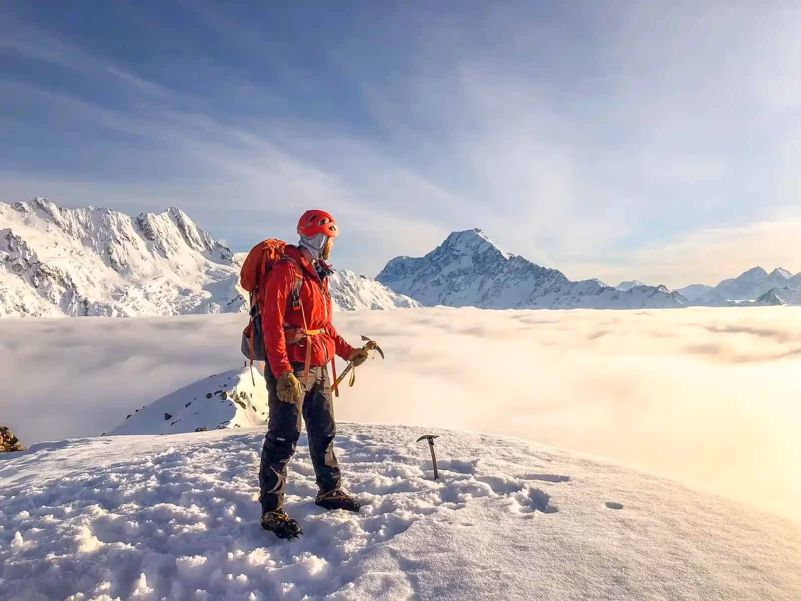 Mountain Skills Course participant pausing to take in the alpine scenery