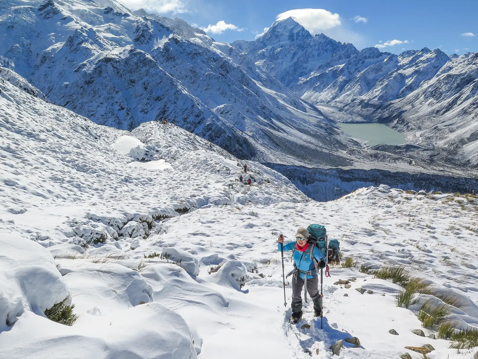 Mountain Skill Course participant on the way up to Mueller Hut - Mount Cook National Park