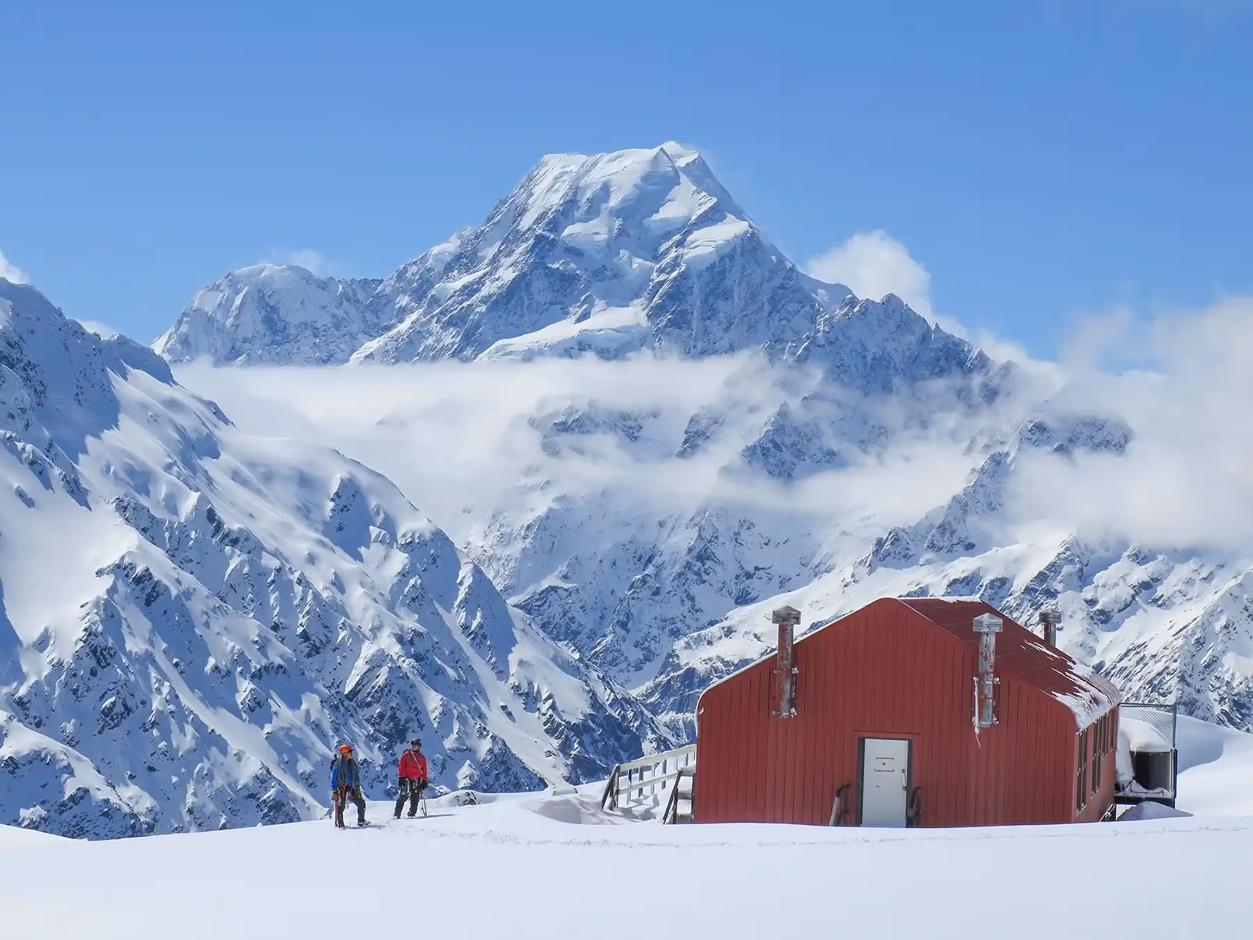 Mountain Skills Course participants outside Mueller Hut