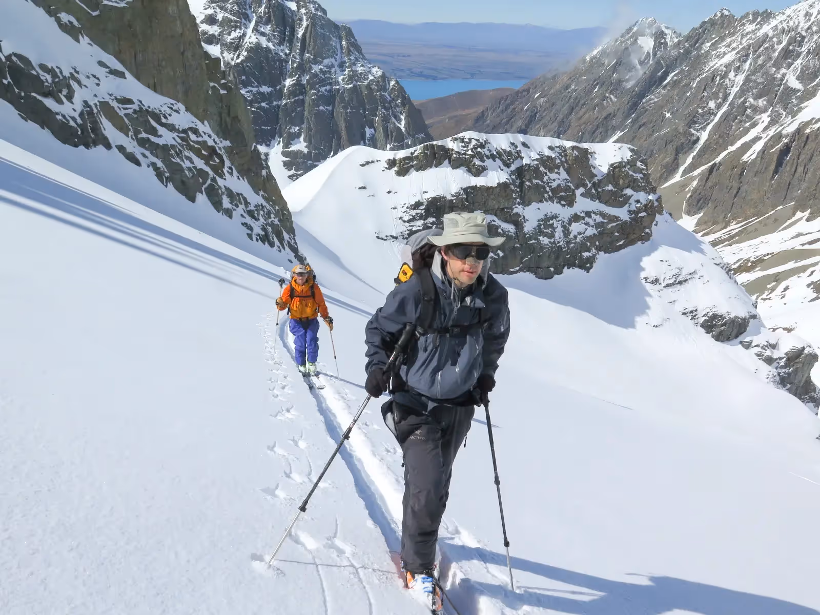 Tasman Glacier backcountry skiers