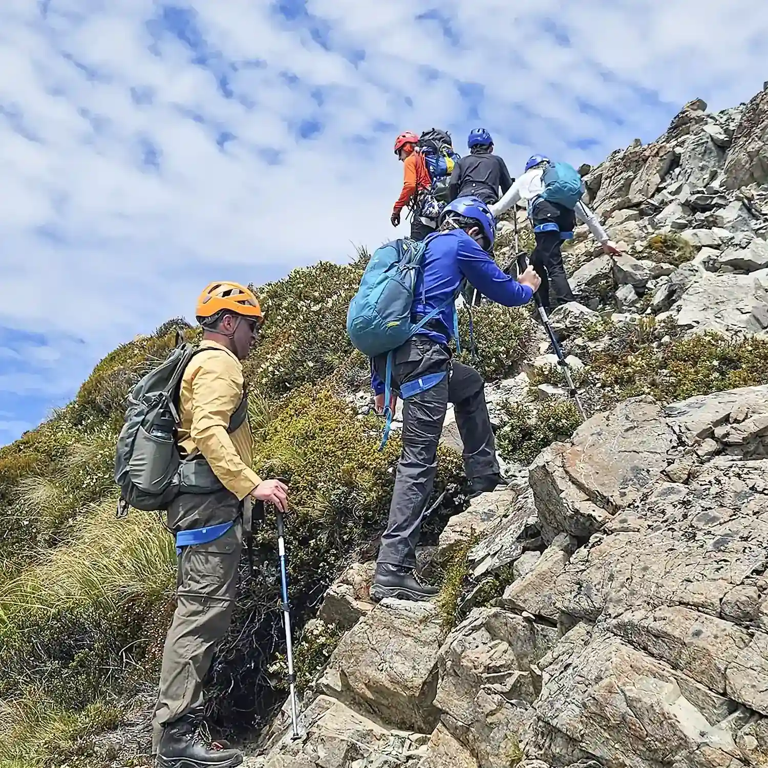 Mount Sebastopol guests hiking steps toward summit