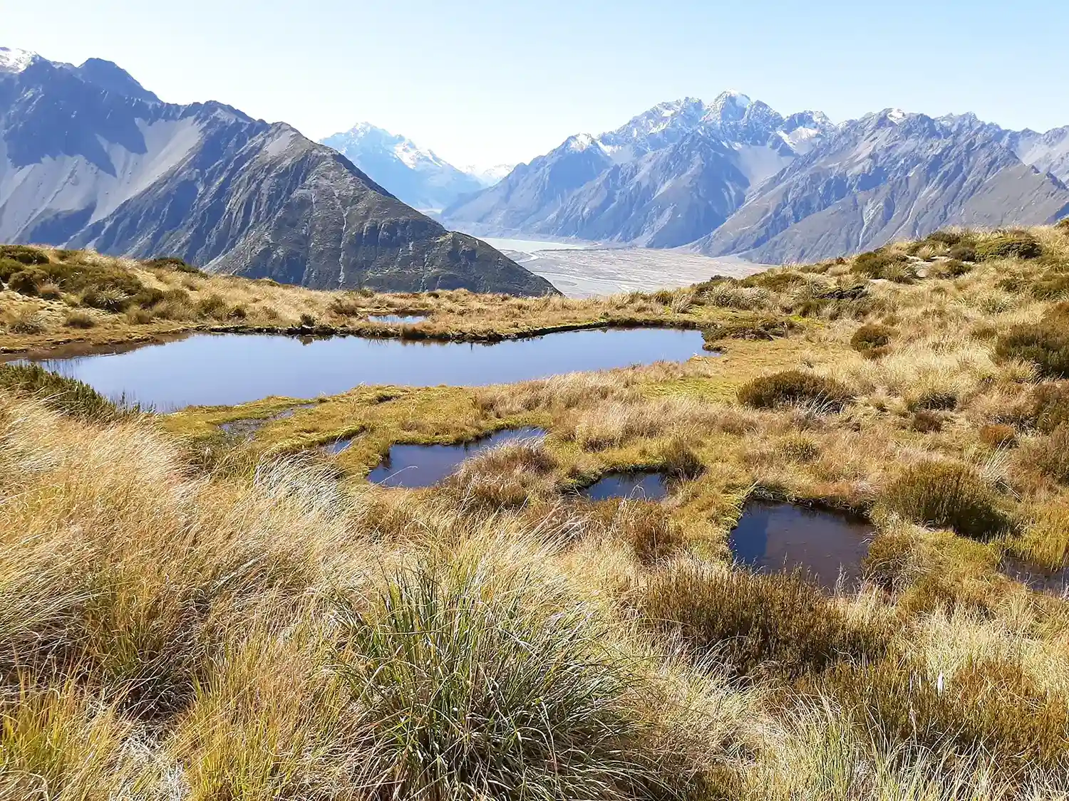 Alpine tarns halfway to summit