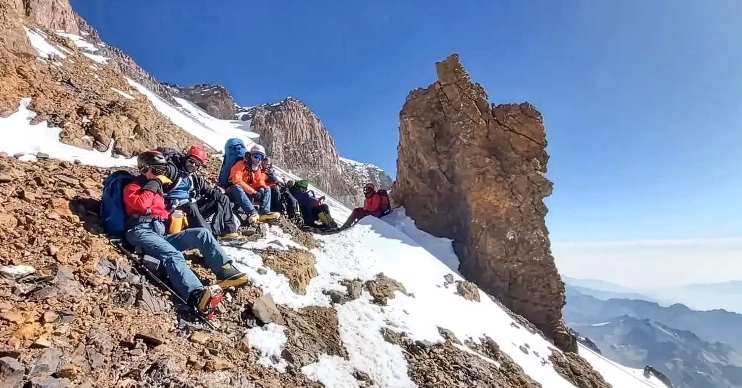 Aconcagua Expedition guests resting on ascent to summit