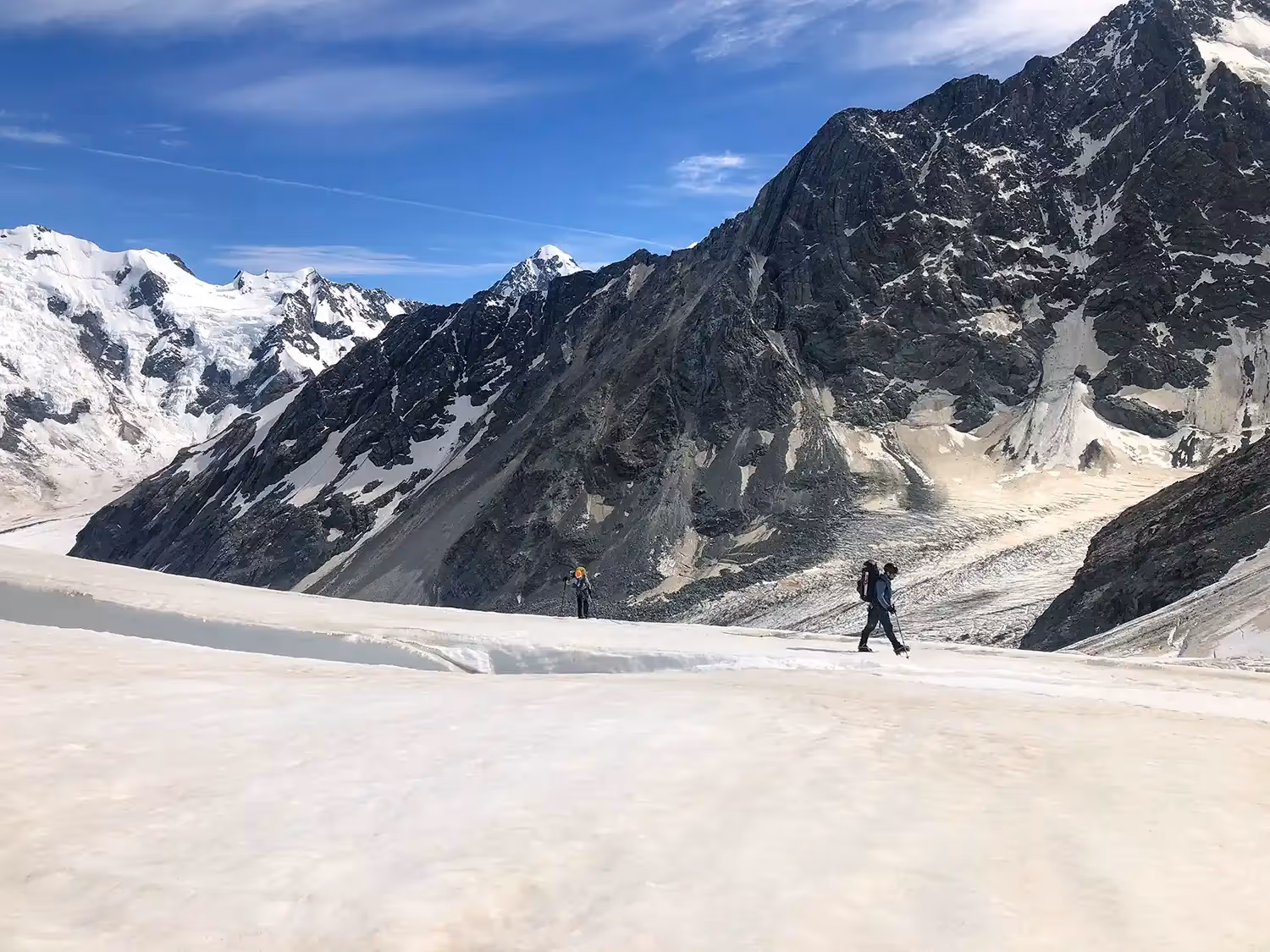 Climber traversing the glacier