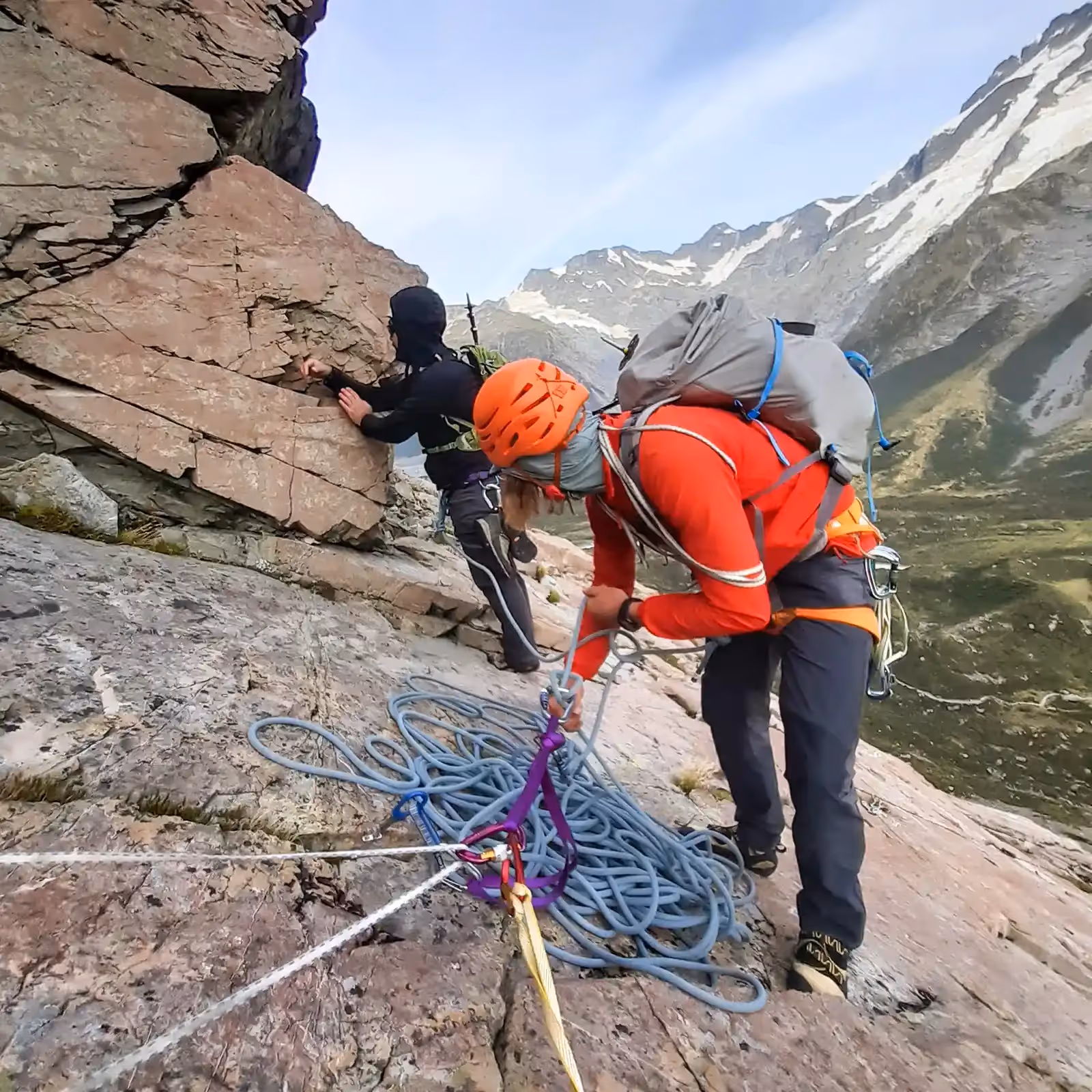 Guideless Route Mount Wakefield climber rock climbing on fixed rope