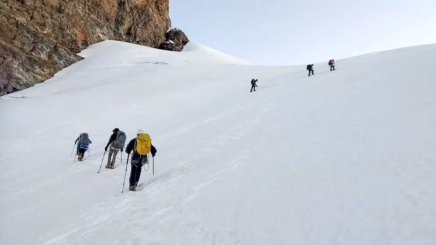 Climbers ascending Huayana Potosi