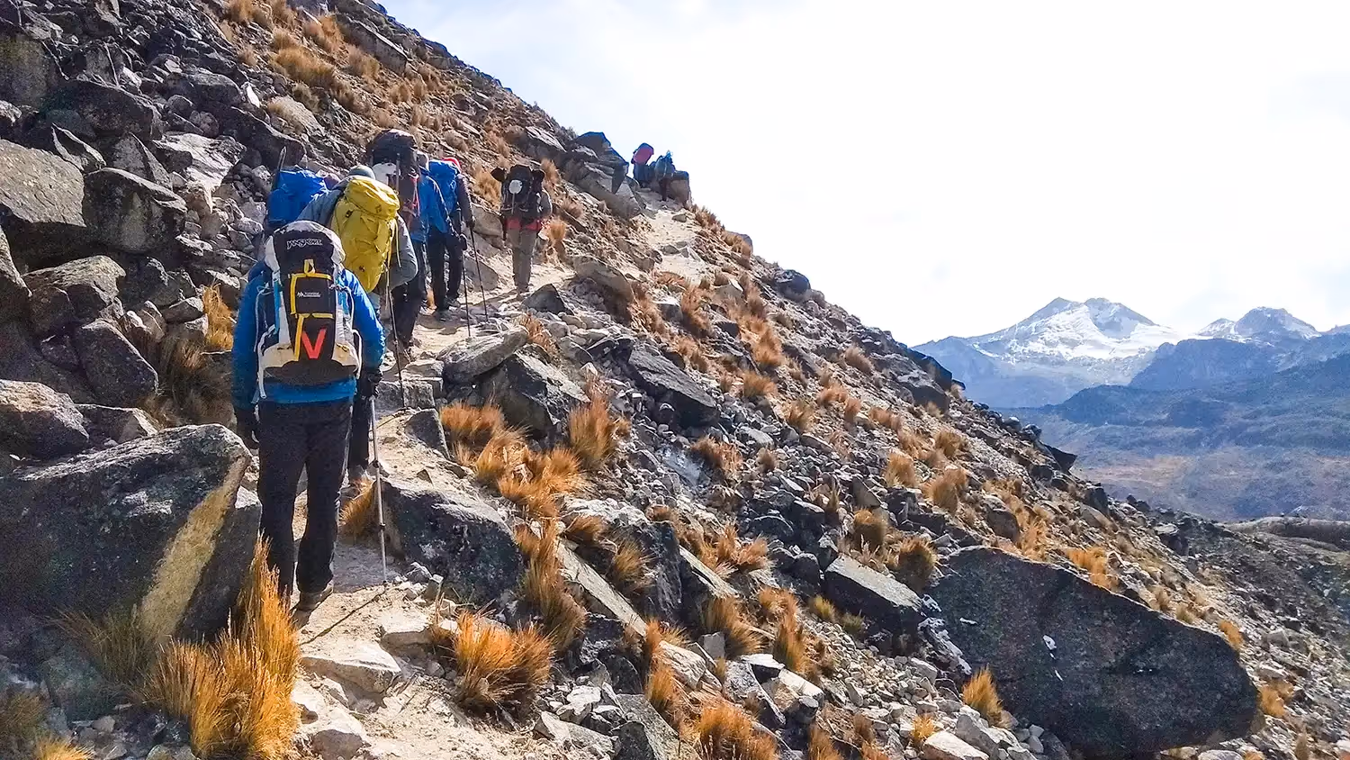 Trekking high in the Andes towards Pequeno Alpamayo